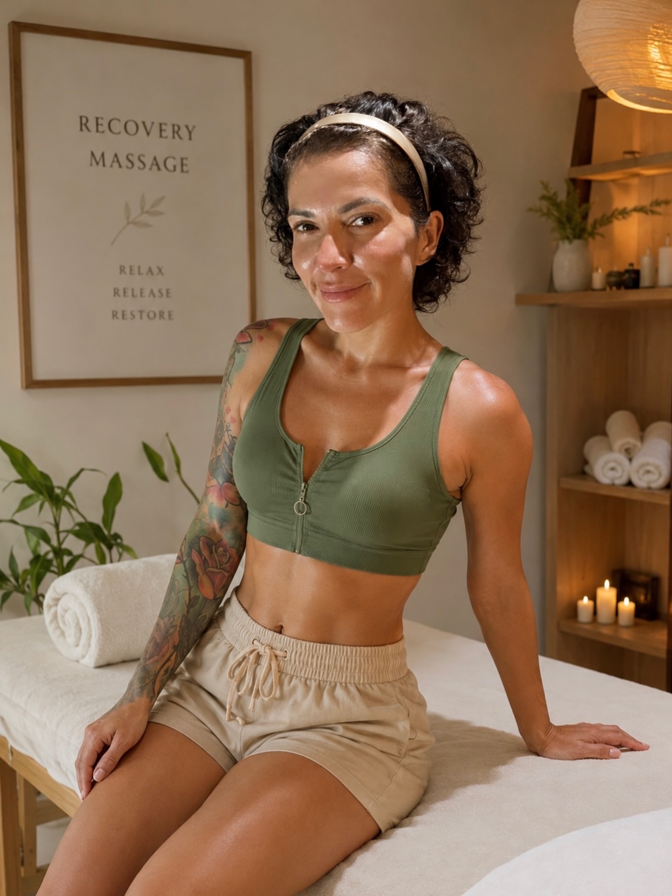 Melissa Vargas en su estudio privado de recovery massage en Potrero